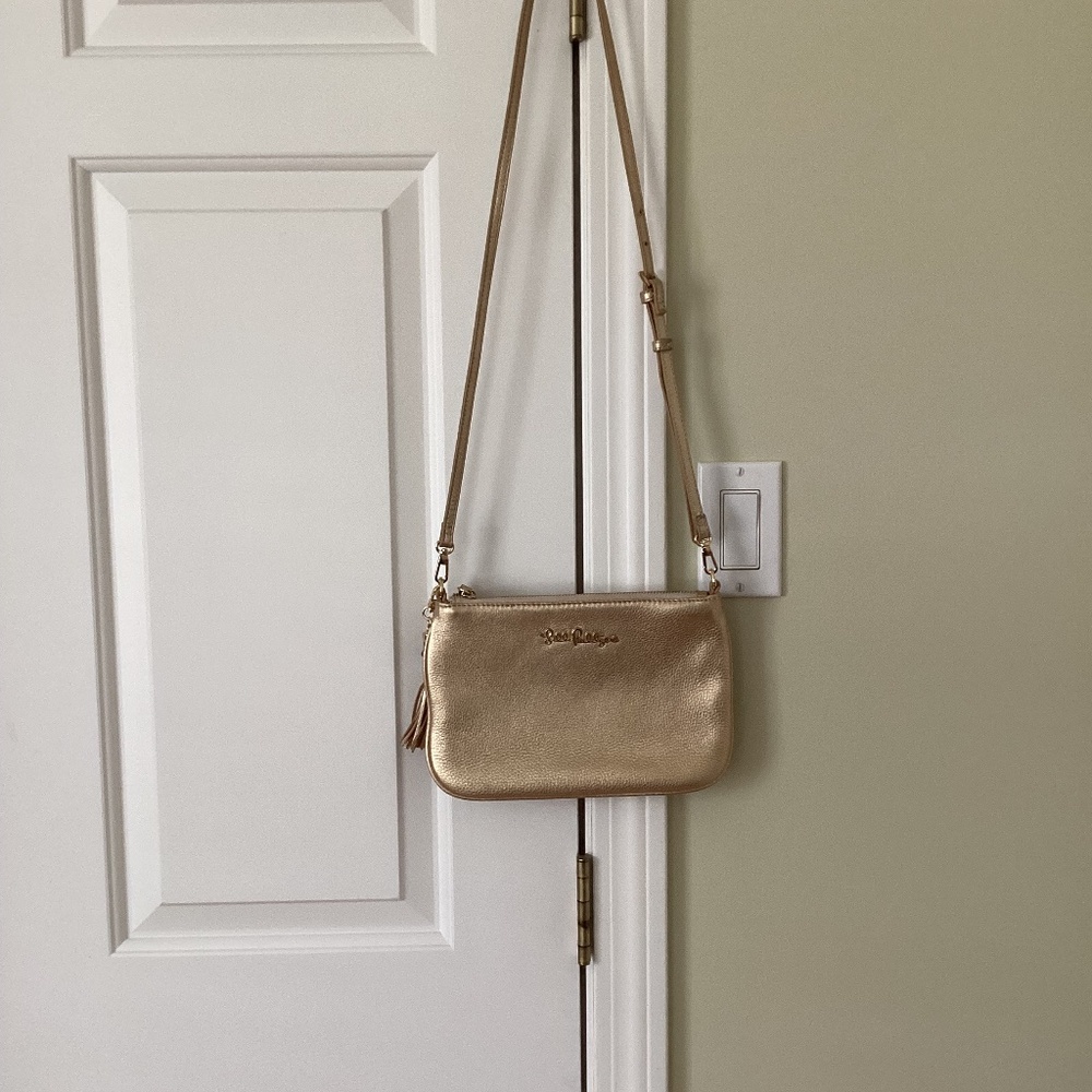 Lilly Pulitzer Gold Crossbody Bag-EUC